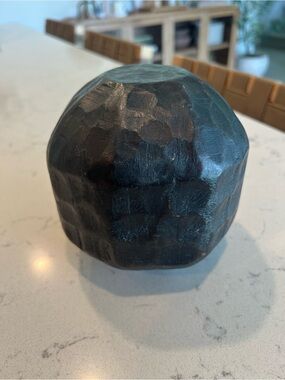 Studio McGee Decorative Chiseled Wood Sphere Figurine Black